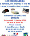 Affiche présentant la réunion d'information pour lutter contre les escroqueries